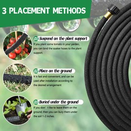 Holldoor 4-Pack Soaker Hose for Garden 10 Ft, Short Soaker Hoses 40 Ft, Rubber Garden Hose for Watering, Heavy Duty Drip Irrigation Hoses System (10 feet 4-Pack)