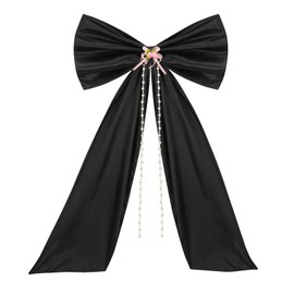 AZKRWFLM Large Satin Black Bow for Decoration – Giant Oversized Bow Wall Decor for Birthday, Backdrop, Party, Door, Baby Shower, Graduation, Wedding, Bachelorette, Home Decor (Black)