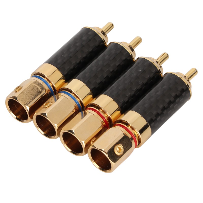 4Pcs RCA Sound Plug Carbon Fiber Gold Plated Oxidation Resistance