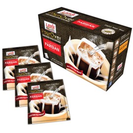 1 Pack - Lee's Coffee Pourover Fresh Ground Parisian Filter Packs - 18 Bags per Box