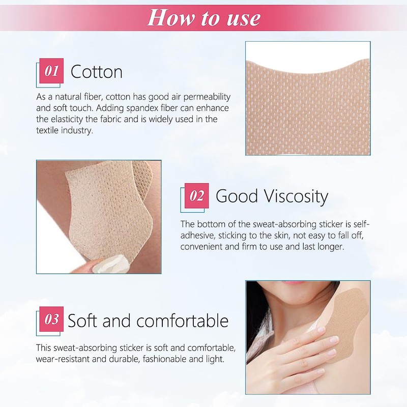 Armpit Sweat Pads, 20 Pcs Invisible Self-adhesive Underarm Sweat Pads,