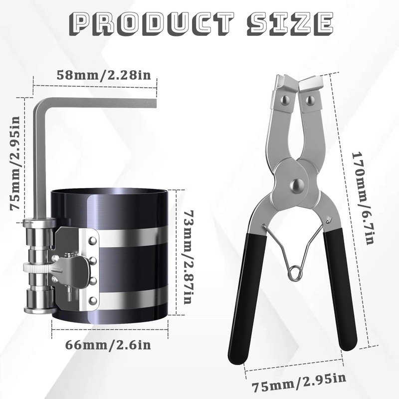 Piston Ring Compressor Tool, Car Engine Piston Ring Installer Removal