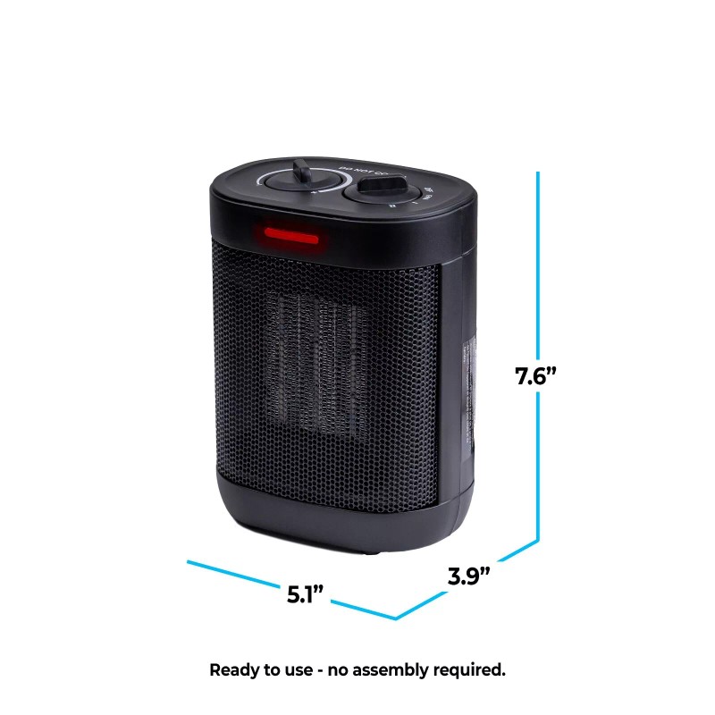 Comfort Zone Desktop Space Heater with Adjustable Thermostat & Tip-Over
