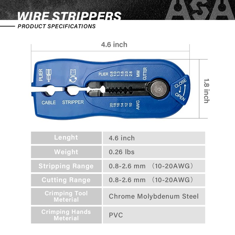 ASA TOOLS CSB - Pelacables y cortador, múltiples herramientas de