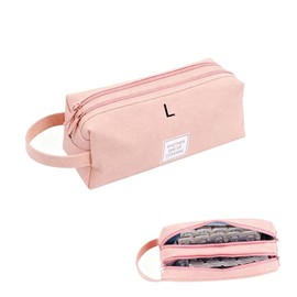 GUCOOKTIN Organizer for Daily Contacts -Contact Lens Case, All-in-One Portable Travel Case with L/R Labels, Holds Up to 60 Lenses (1 Month Supply), Water-Resistant & Double Zipper Design （Pink）