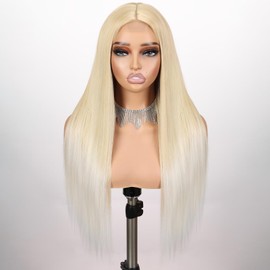 Long Straight Blonde Wig for Women Middle Part Synthetic Wigs Halloween Costume Wig