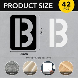 3 Inch Letter Stencils for Painting, 42 Pcs Symbol Alphabet Craft Stencils, Reusable Numbers Templates Kit on Wood, Wall, Fabric, Rock, Sign, DIY Art Projects