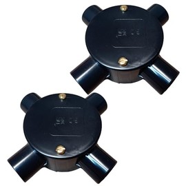 HanaMoon 20mm PVC Conduit Box 4 Way Black, Water Resistant, Pack of 2 Lids and Screws