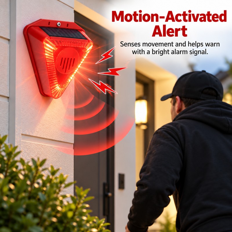 Solar Motion Sensor Alarm for Outdoor Animal Deterrence – 130dB