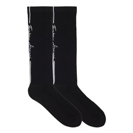 Emporio Armani Intimates Men's 2 Pack Signature Logo Long Socks, Black/Black, One Size