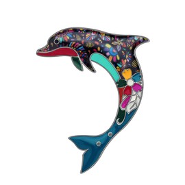 NEWEI Broche de aleación esmaltada para Mujer, diseño de delfín océano Multicolor