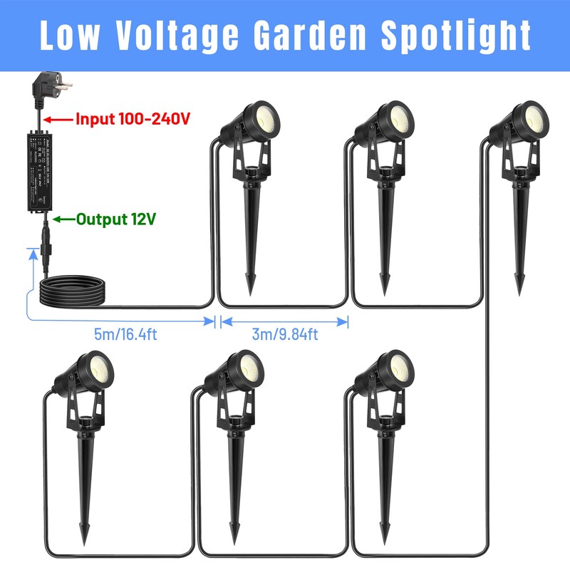 LAMPELIP Garden Spotlight LED Outdoor Waterproof White Pack of 6