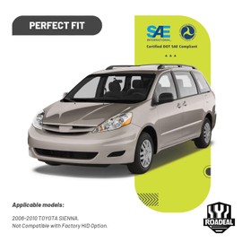 ROADEAL Headlights W/Bulbs for 2006-2010 Toyota Sienna Minivan (All Trims: CE, LE, XLE) & Cargo Van