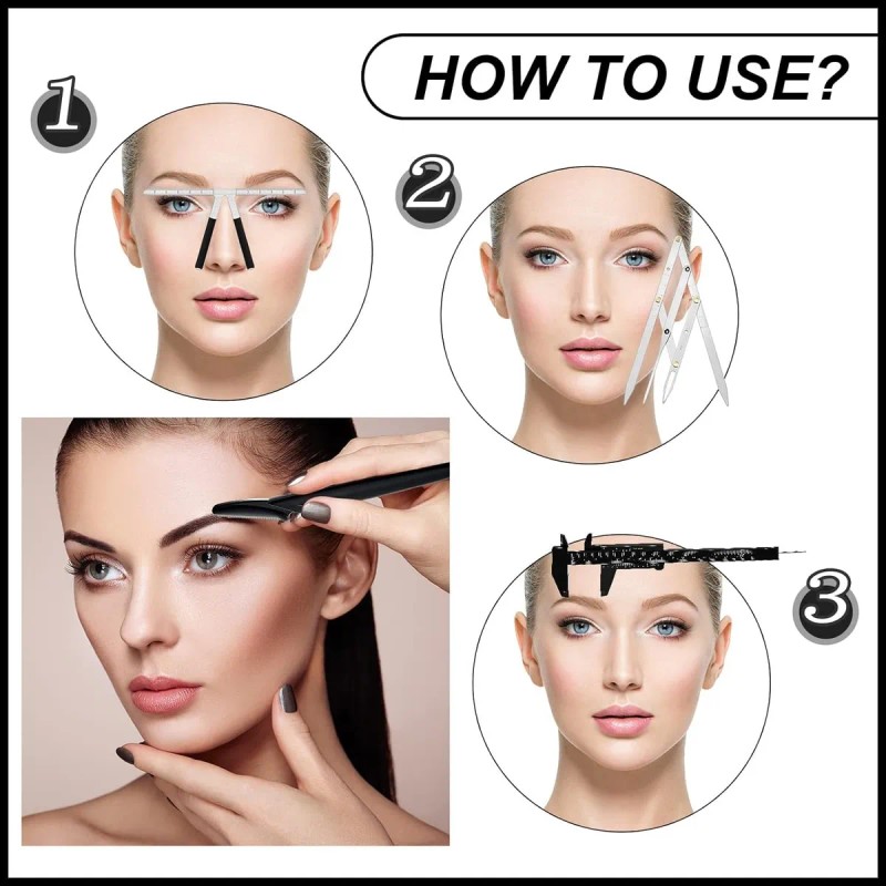 Kit De Regla Microblading Diseño Compas Cejas Perfectas 6pcs