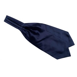 Secdtie Men's Polka Dot Plaid Silk Cravat Ties Jacquard Woven Casual Ascot, Solid Navy Blue, One Size