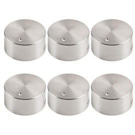 6 Silver Cooker Knobs, Universal Gas Hob Knobs for Ovens and Stoves, 6mm Metal Replacement Dials, Round Switch Knob, Kitchen Switch Replacement Parts