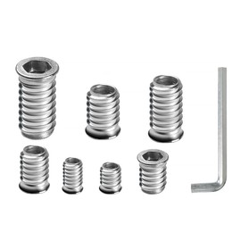 FOMGIIN Screw-in Nut M8 x 25, Pack of 10 Screw Sockets Threaded Inserts, Thread Insert Wood Screw Sleeve Zinc Alloy Hexagon Socket Nut Screw-In Thread Nuts for Wooden Furniture