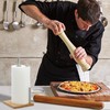Relaxdays Standing Kitchen Roll Holder, Bamboo, Stainless Steel, Roll Holder