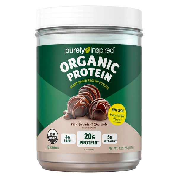Purely Inspired Plant Based Protein Powder ,Organic Protein Powder ,Vegan Protein Powder for Women & Men ,22g of Plant Protein, Pea Protein Powder ,Decadent Chocolate, 1.3 lb (16 Servings)