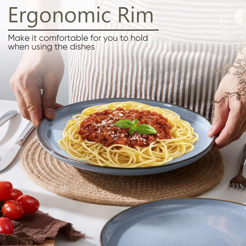 Herogo 6-Piece Stoneware Dinner Plates Set, 10.43" Ceramic Round Plate