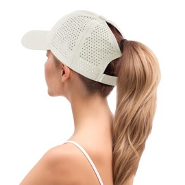 YAMEE Baseball Cap Women's Ponytail Summer Baseball Cap Women's Baseball Cap Mesh Breathable Summer Hat Women's Lightweight Waterproof Quick-Drying, beige, Unit size