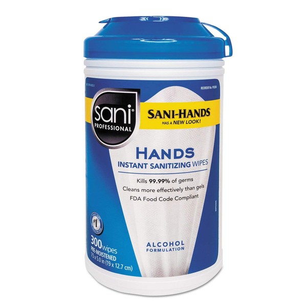 Sani Professional P92084 Sani-Hands 300 Ct. Hand Wipes - 6 / CS