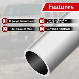 2PCS 4 Inch Straight DIY Custom Mandrel Exhaust Pipe Universal Tube Pipe, 40 Inch Length, 4'' OD Mandrel Straight Pipe, T304 Stainless Steel