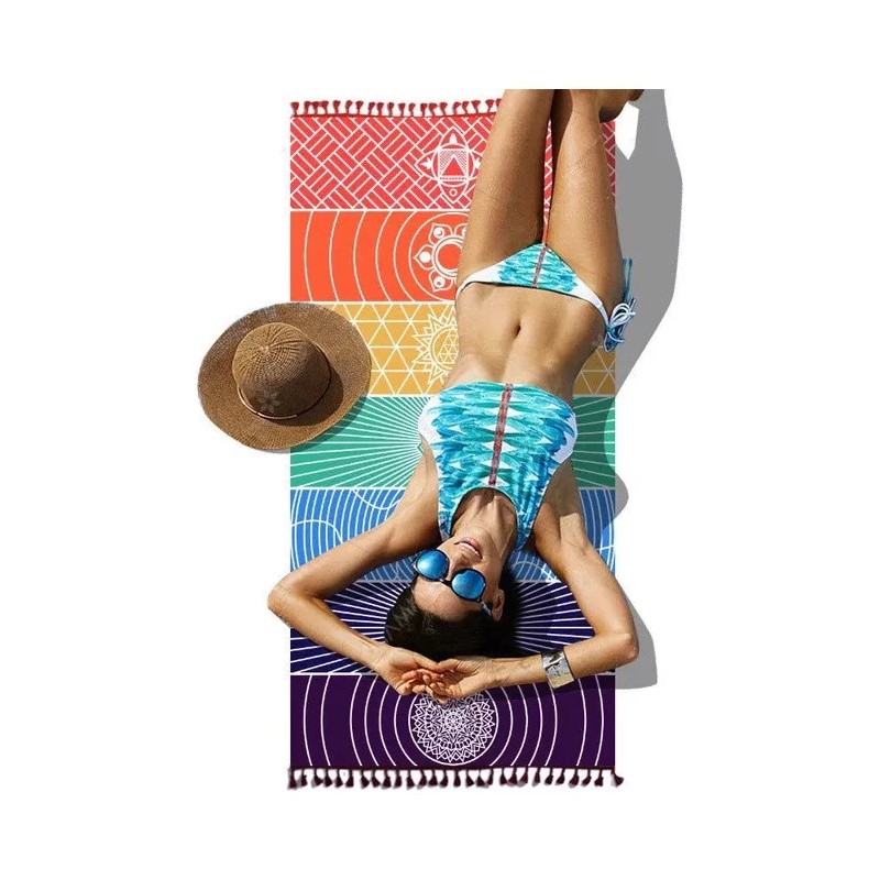 Deluxe Tela 7 Chakras Alfombrilla Yoga Meditación Manta Decoración