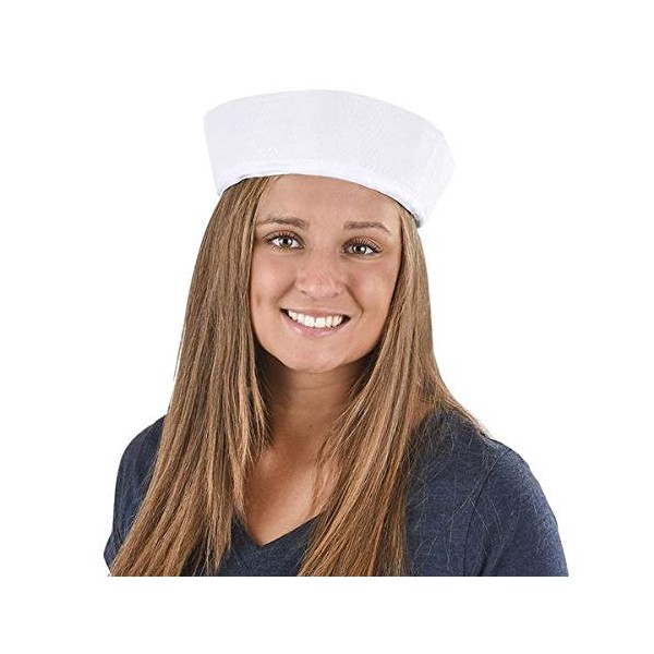 Sailor Hat - Color White - Navy Costume Cap Popeye Gilligan Doughboy 1 Size, 12 hats per pack