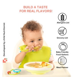 Adi+Isla 100 First Foods Chart & Weekly Meal Planner Magnetic Checklist Baby Solid Food Tracker | 101 Before One Baby-Led Weaning Feeding Essential for 6+ Months w 3 Bonus Markers Large 35x25 cm