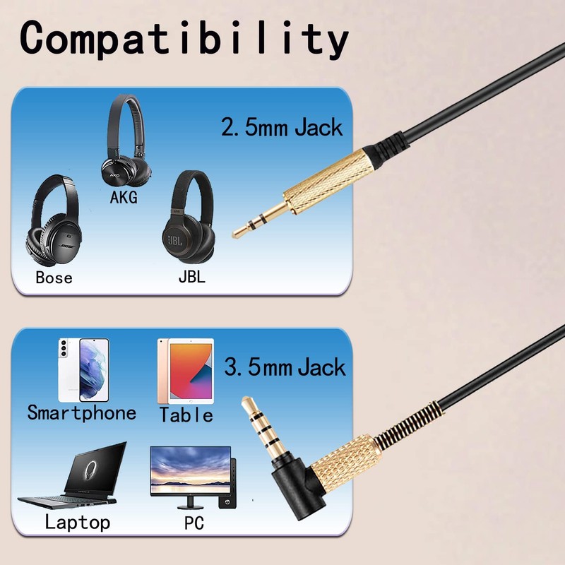 FAAEAL QC45 - Cable de audio en espiral de repuesto
