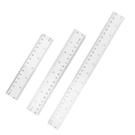 3Pcs Plastic Ruler Set, GLADFRESIT Transparent Straight Ruler Shatterproof Ruler Measuring Tool for Student School Office (6/8/12 Inch)