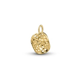 Amberta Women 925 Sterling Silver Minimalist Coin Pendant: 18Ct Gold Plated Hammered Wavy Pendant