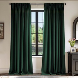 Lazzzy Green Velvet Curtains 108 Inch Length Blackout Pinch Pleated Room Darkening Drapes Luxury Back Tab Thermal Treatments for Bedroom Living Room 2 Panels, 52 x 108 Inch, Emerald Green