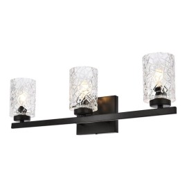 Living District Cassie 3-Light Metal Bath Sconce in Black and Clear