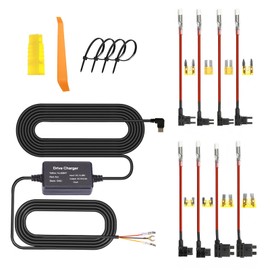 yorpyep 1 Set Car Driving Recorder Step-down Line Kit, 3-core Parking Monitoring Vehicle Type-C Elbow Wire Harness with Low Voltage Protection, with Fuse Adapter, for Most Cars (Multicolored)