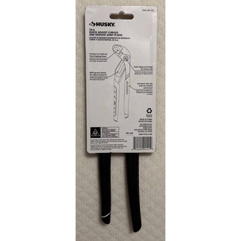 Husky 10 in. Quick Adjust Curved Jaw Groove Joint Pliers