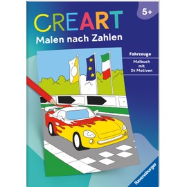 Ravensburger CreArt Malen nach Zahlen ab 5: Fahrzeuge, Malbuch, 24 Motive