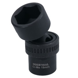 19mm 3/8in Drive Universal Swivel Wobble Metric Impact Shallow Socket