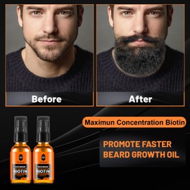 First Melody Beard Oil,Maximun Thickening Biotin, with Castor Oil and Argan & Jojoba Oils, Promotes Beard Growth, Styles, Strengthens & Softens Beards & Mustaches,1 Ounce*2（2 Pack）, Vanilla