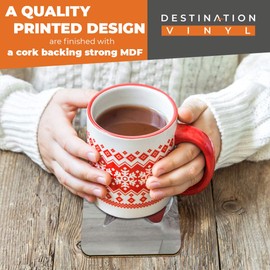 Great Coasters (Set of 2) Square/Glossy Quality Coasters/Tabletop Protection for Any Table Type - Grey Cat Kitten Love Heart Valentine #14324