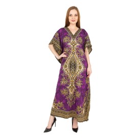 Art Of Creation Women's Kaftan Dress Maxi Long Dress Night Gown Caftans Dresses 3/4 Sleeve Top Nightdress Plus size Kaftans House Dresses