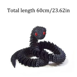 APRRMLIZW 3D Printed Snake Toy 60 cm Flexible Snake Fidget Toys Movable 3D Printed Snake Dragon Animals Flexible Snake for Adults Children Gift Black