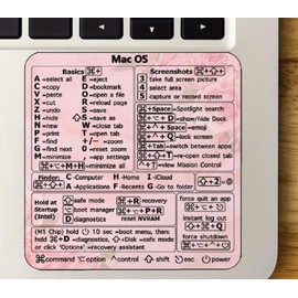 Windows Cheat Sheet Reference Guide, Programming Keyboard Sticker Works with Laptop and Desktop, Pink with Rose Patterned, Home, Office, School, Vinyl, 1PC (Mac Rose)