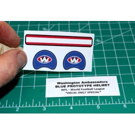WFL Washington Ambassadors "Blue" Football Gumball Helmets *DIECUT DECALS ONLY*