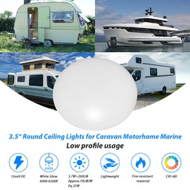 Dream Lighting LED Cabinet Dome Lighting 12Volt DC 260lm Cool White Down Lamps RV Campervan Motor Home Boat Yacht Interior Ceiling Cabin Roof Lamps Pack of 4