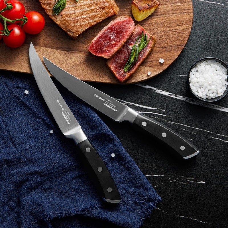 OAKSWARE Steak Knives, Non Serrated Steak Knife Set of 4,