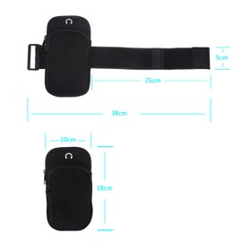 Letuhui Sports Armband, Arm Pouch, Walking, Earphone Hole, Adjustable, Lightweight, 2 Pockets, Compatible with Smartphones Under 6.4 inches, Unisex Suitable for Men and Women regardless of the size of
