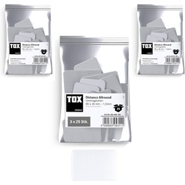 TOX 065600106 Distance Allround Base Plate Set, Plastic Levelling Plates, Load Capacity up to 5 Tonnes, Polypropylene, 60 x 40 x 1.5 mm, 3 Bags x 25 Pieces