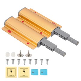PATIKIL Magnetic Push Latches, Double Push to Open Door Latch Cabinet Hardware Hidden Push Touch Latch Push Release Latch for Cabinet Drawer Kitchen Wardrobe Door Catches Golden